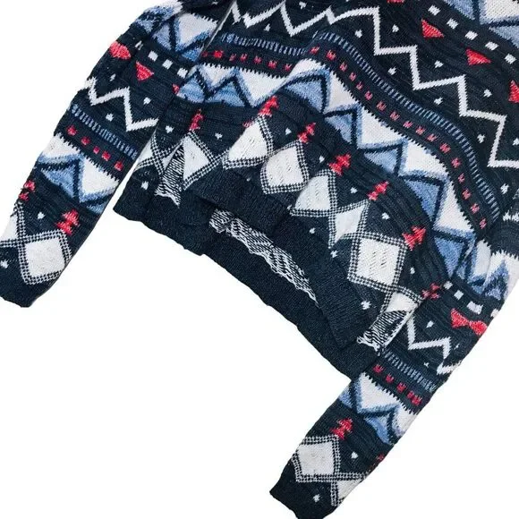 HOLLISTER Geometric Cropped Knit Pullover Sweater Size Medium Large ML - Picture 3 of 9